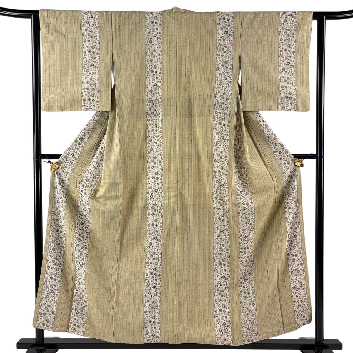 美品】 付下げ 身丈155cm 裄丈62cm S 単衣 紬地 辻が花 灰茶 正絹 名品
