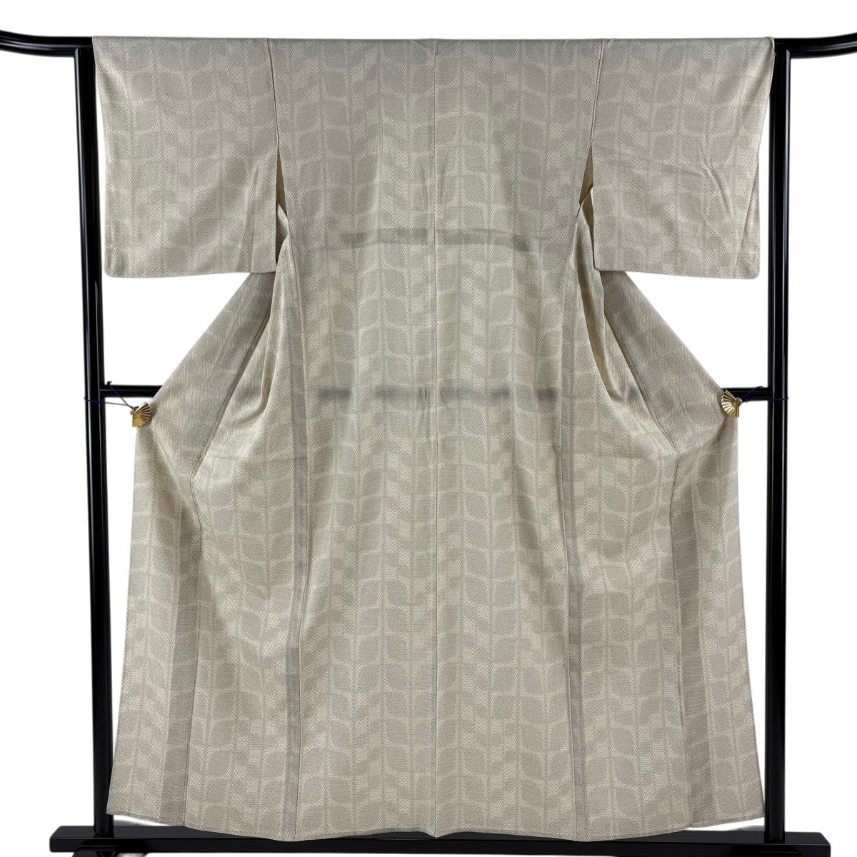 紬 身丈155.5cm 裄丈65.5cm M 袷 ベージュ 正絹 秀品｜中古・古着