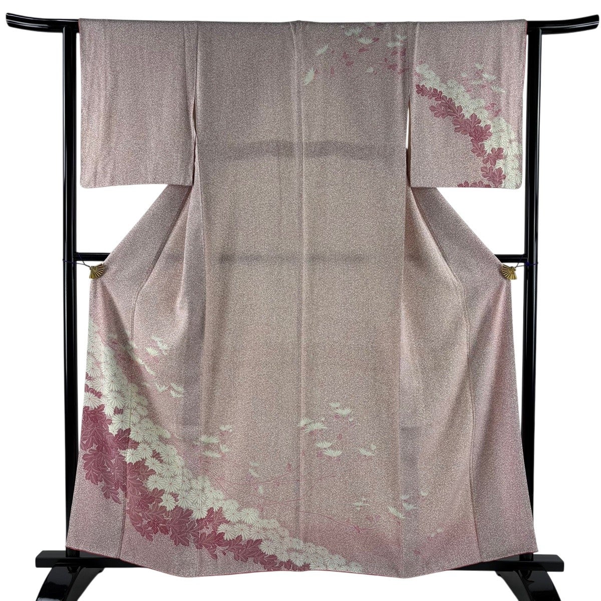 美品】 訪問着 身丈159cm 裄丈63cm S 袷 菊 ピンク 正絹 優品｜中古