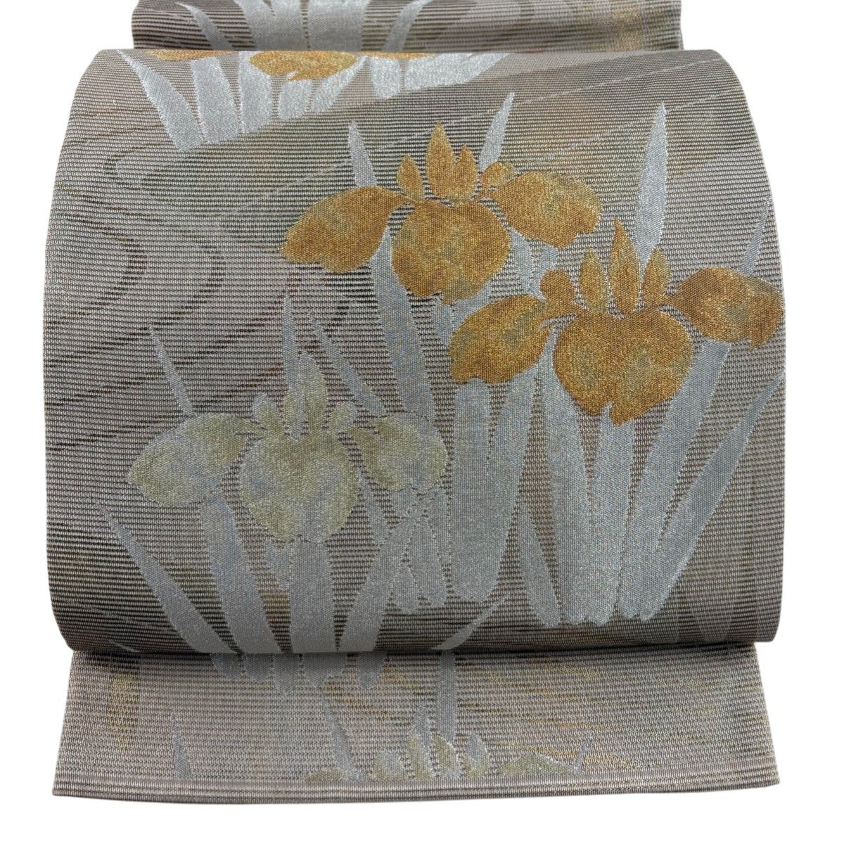 美品 袋帯 秀品 夏帯 露芝 流水 金銀糸 箔 薄ピンク 六通 正絹｜中古