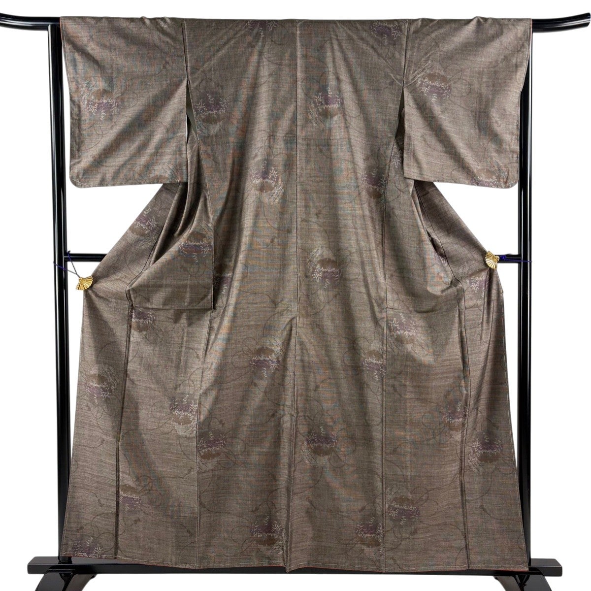 紬　柿渋染め　身丈163.5裄68 美品】 紬 身丈163.5cm 裄丈64cm M 袷 白川貞夫 本しぼ柿渋染め 落款