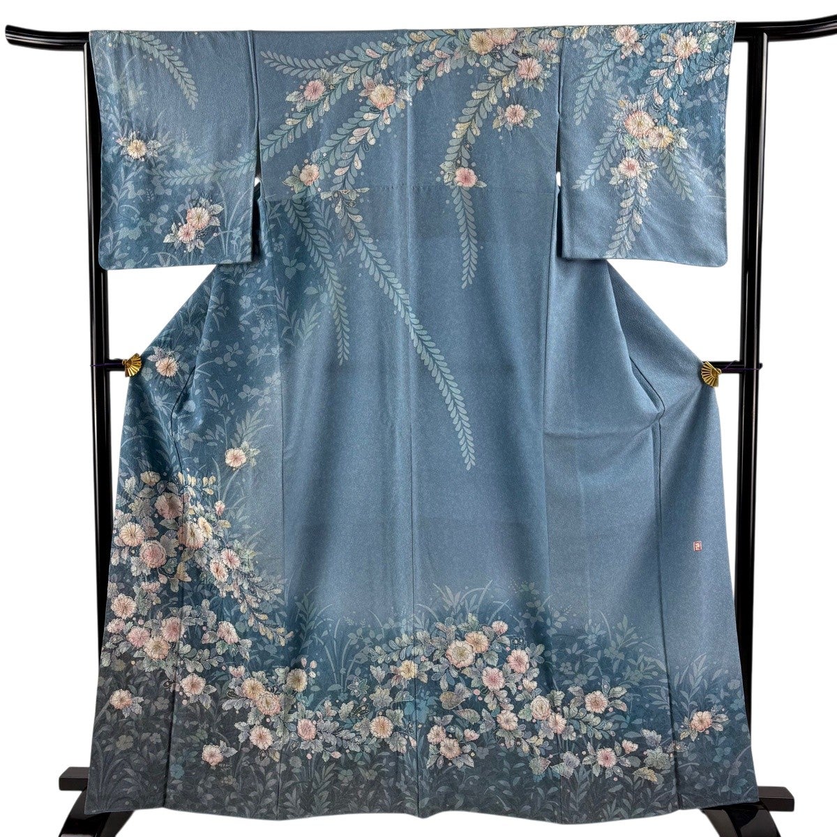 美品】 訪問着 身丈156cm 裄丈62cm S 袷 落款あり 松竹梅 日本庭園