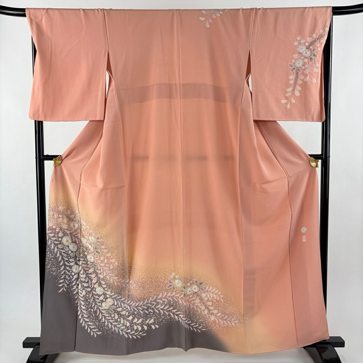 訪問着 身丈161cm 裄丈66.5cm M 袷 やまと 落款あり 辻が花柄 ぼかし