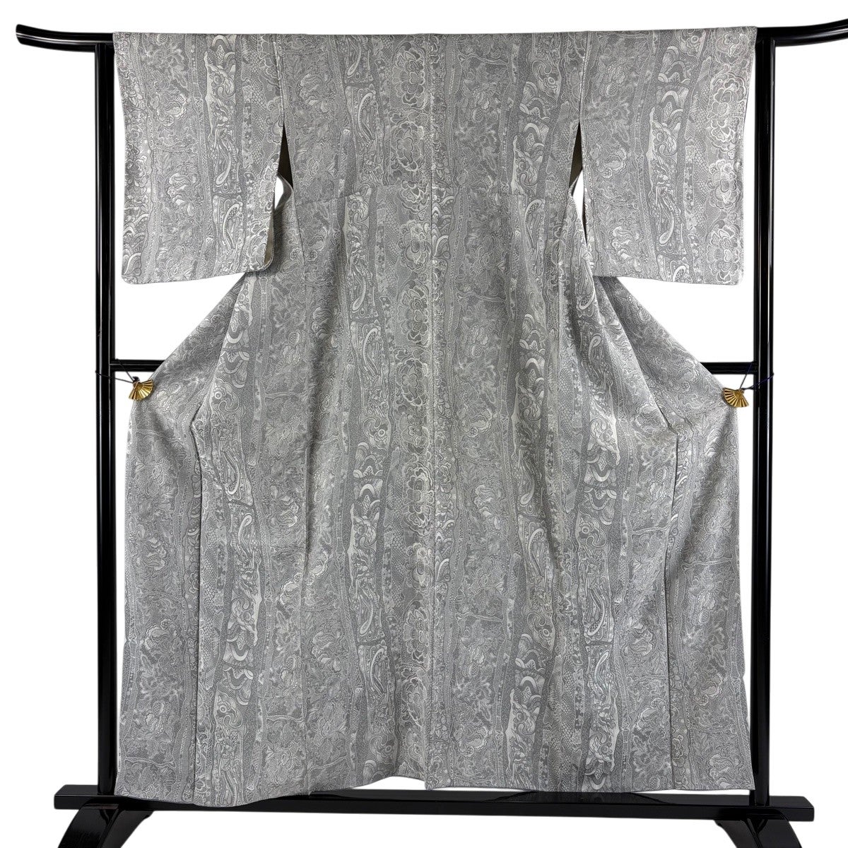 【美品】 小紋 身丈152.5cm 裄丈63cm 正絹 名品 【中古】 美品】 小紋 身丈154.5cm 裄丈63cm S 袷 墨流し 灰色 正絹 名品 一つ紋