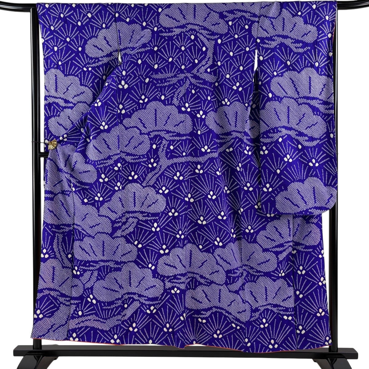 美品】 振袖 身丈155.5cm 裄丈66cm M 袷 笠松 絞り 青紫 正絹 秀品