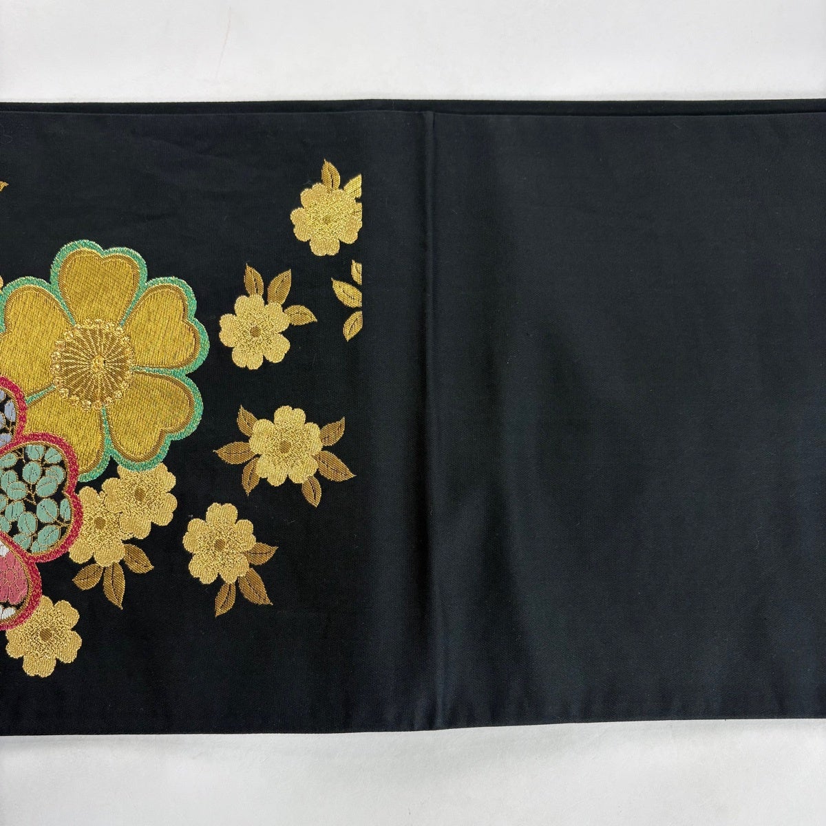 50%OFF 【美品】 袋帯 秀品 桜 菊 金糸 唐織 黒 六通 正絹 K50｜中古