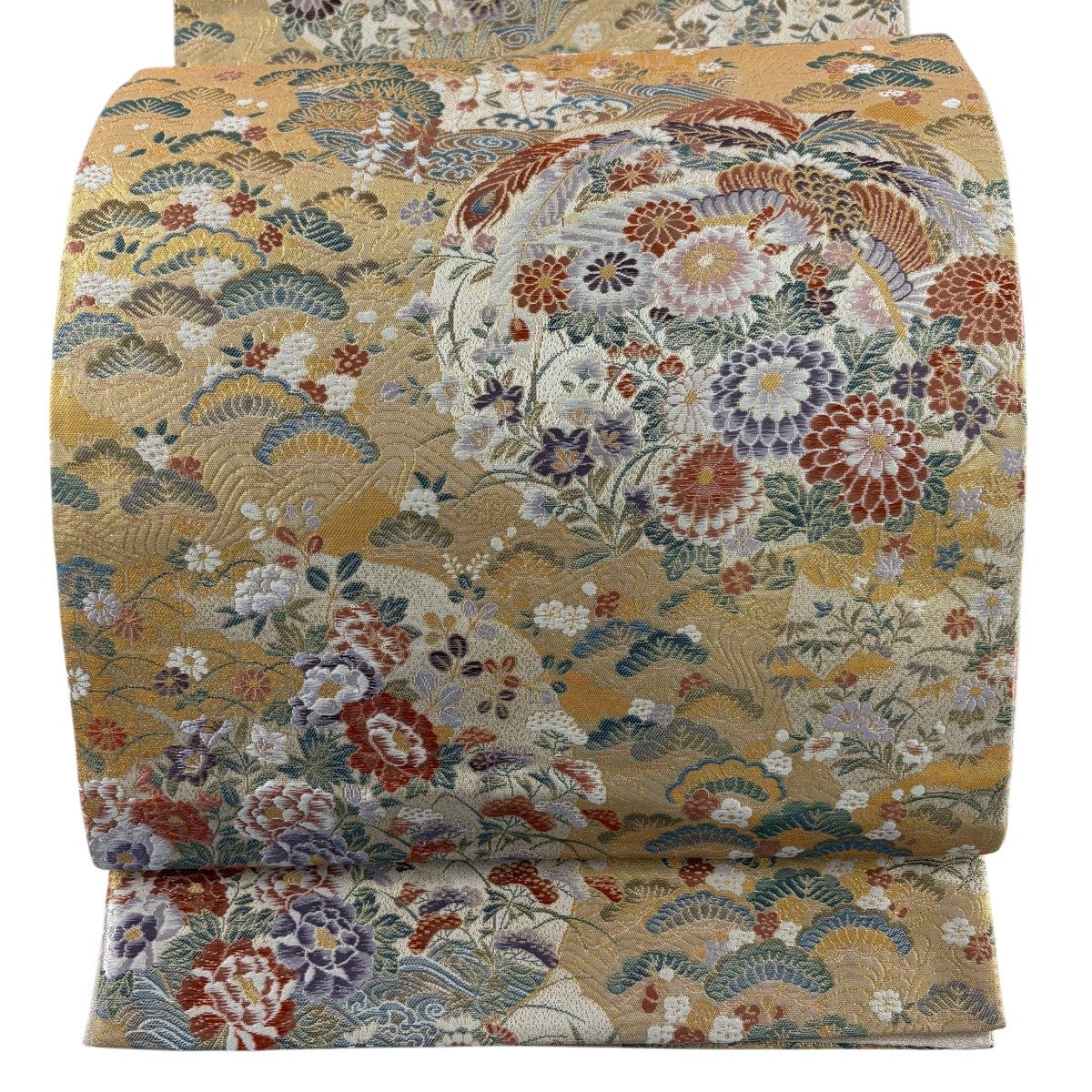 袋帯 秀品 夏帯 絽 秋草 箔 灰白 六通 正絹｜中古・古着・リサイクル