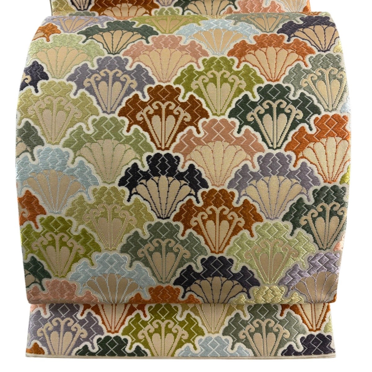 美品】 袋帯 秀品 関西仕立て 鳳凰 草花 金糸 箔 金色 六通 正絹｜中古