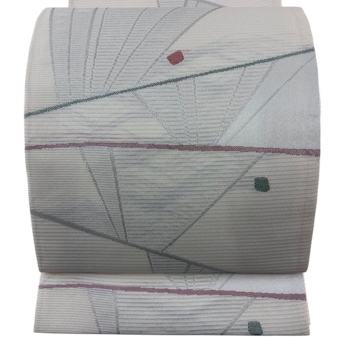 美品】 袋名古屋帯 優品 夏帯 絽 幾何学 縞 箔 クリーム 正絹｜中古