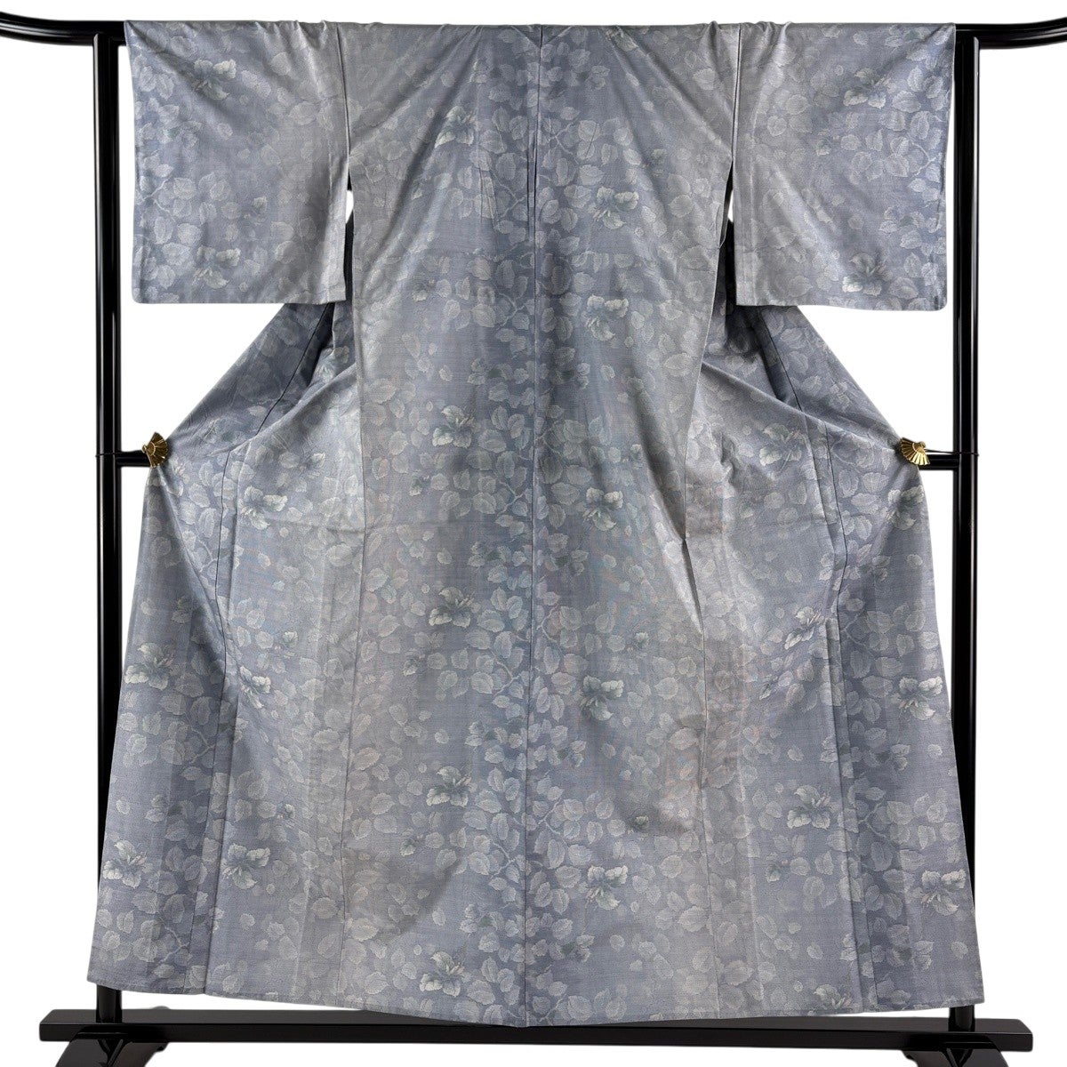 美品】塩沢紬 身丈168cm 裄丈65.5cm M 単衣 塩沢物語 証紙あり 椿 縞