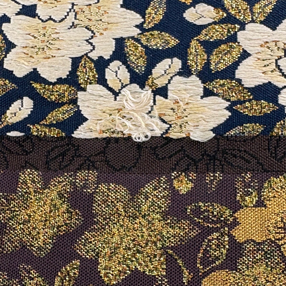 袋帯 秀品 桜 楓 箔 焦茶色 六通 正絹｜中古・古着・リサイクル着物