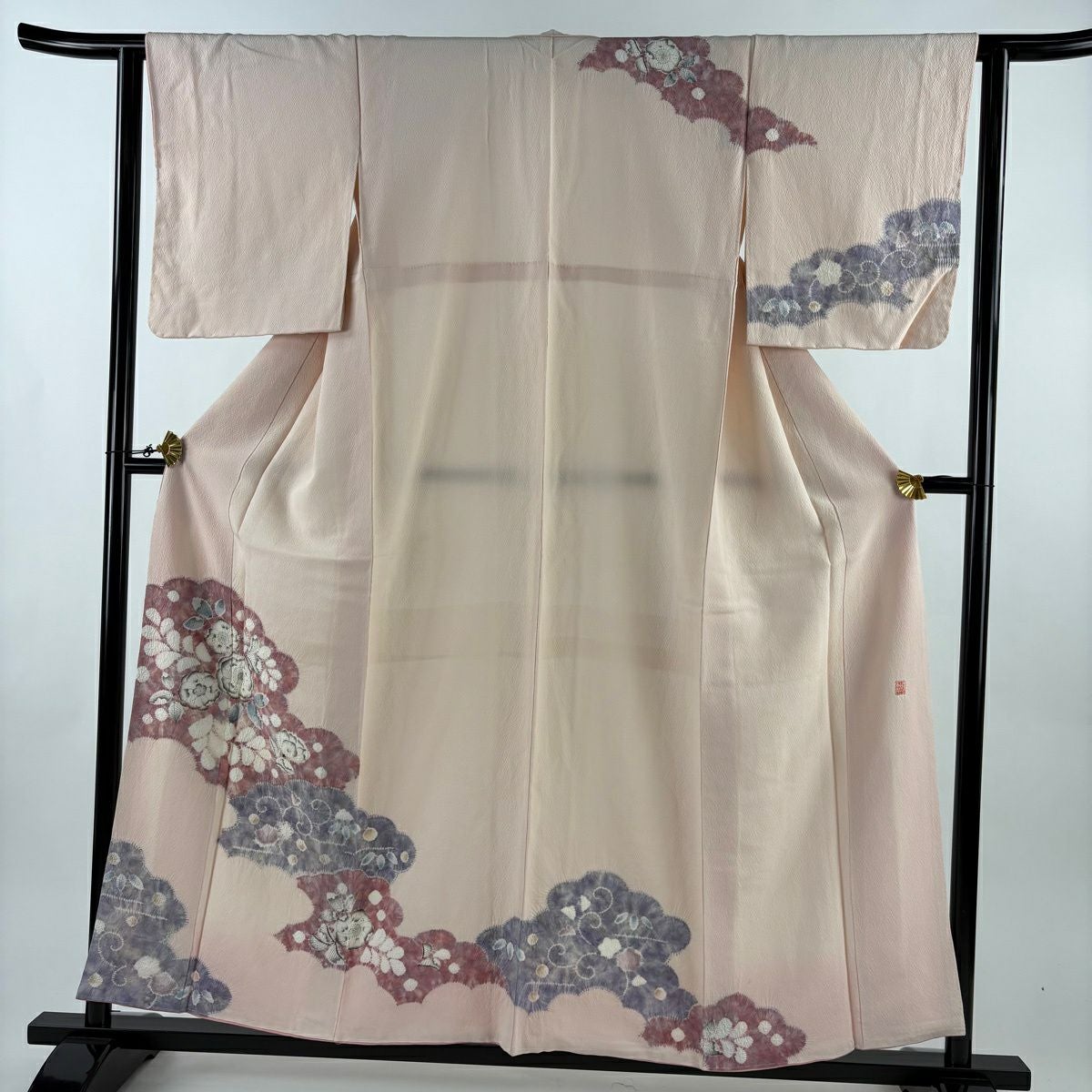 付下げ 身丈157cm 裄丈62cm S 袷 辻が花 霞 薄ピンク 正絹 秀品｜中古