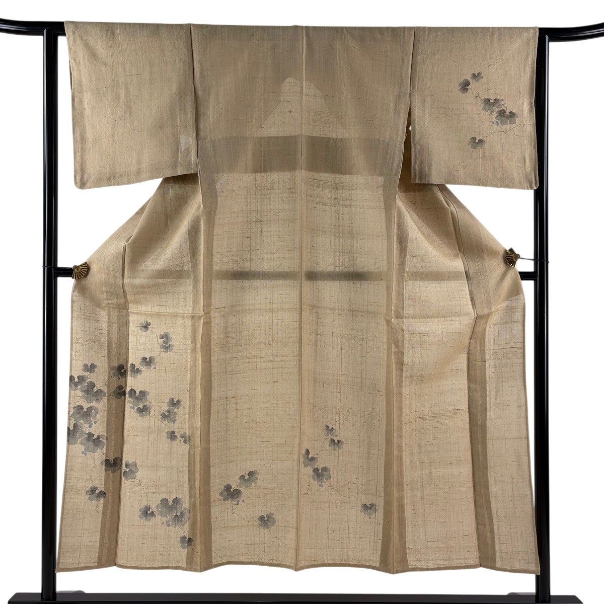 美品】 付下げ 身丈151cm 裄丈63cm S 薄物 夏紬地 山葡萄 金彩 薄茶色