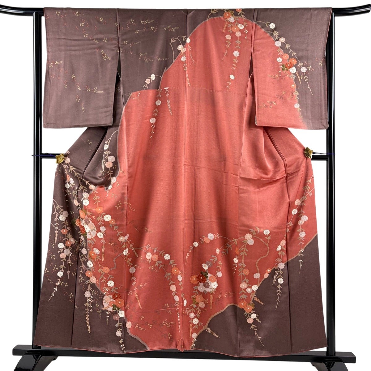 訪問着 名品 身丈157cm 裄丈67cm 正絹 【中古】 訪問着 身丈157cm 裄丈67cm M 袷 雪輪 草花 金彩 ぼかし 青灰色 正絹
