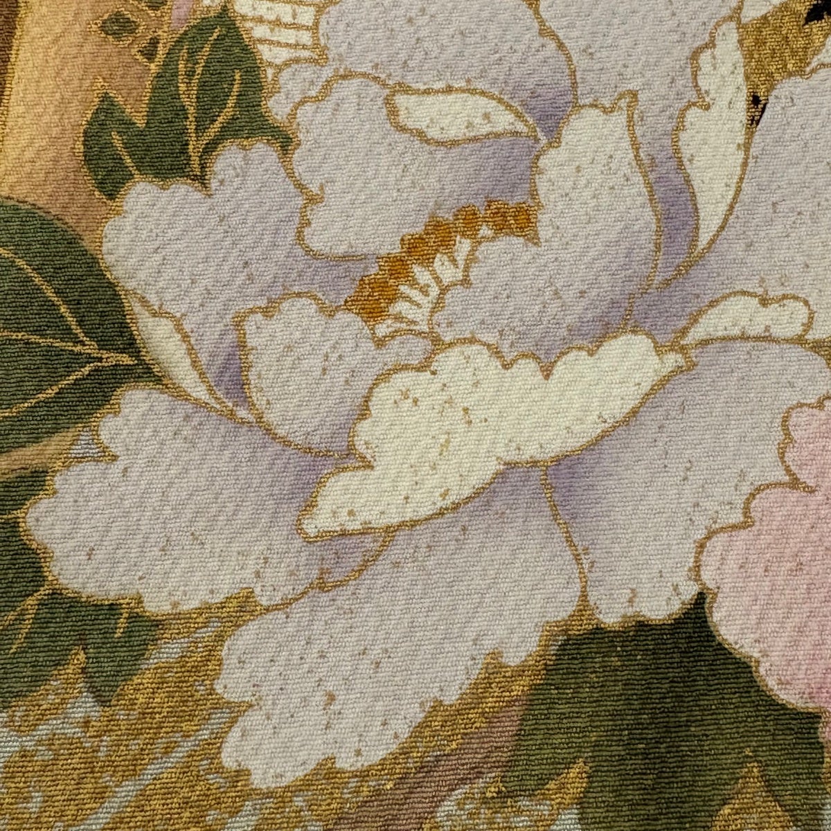 振袖 身丈170cm 裄丈69.5cm L 袷 御所車 桜 金彩 箔 山吹色 正絹 秀品