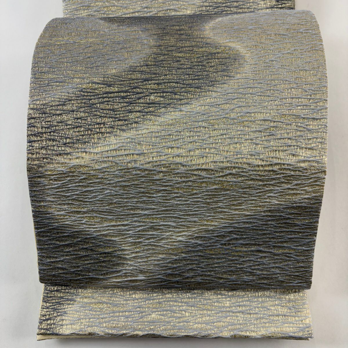 美品】 袋帯 名品 七宝 鳥 金銀糸 青灰色 全通 正絹|中古・古着 美品】 袋帯 名品 七宝 鳥 金銀糸 青灰色 全通 正絹|中古・古着
