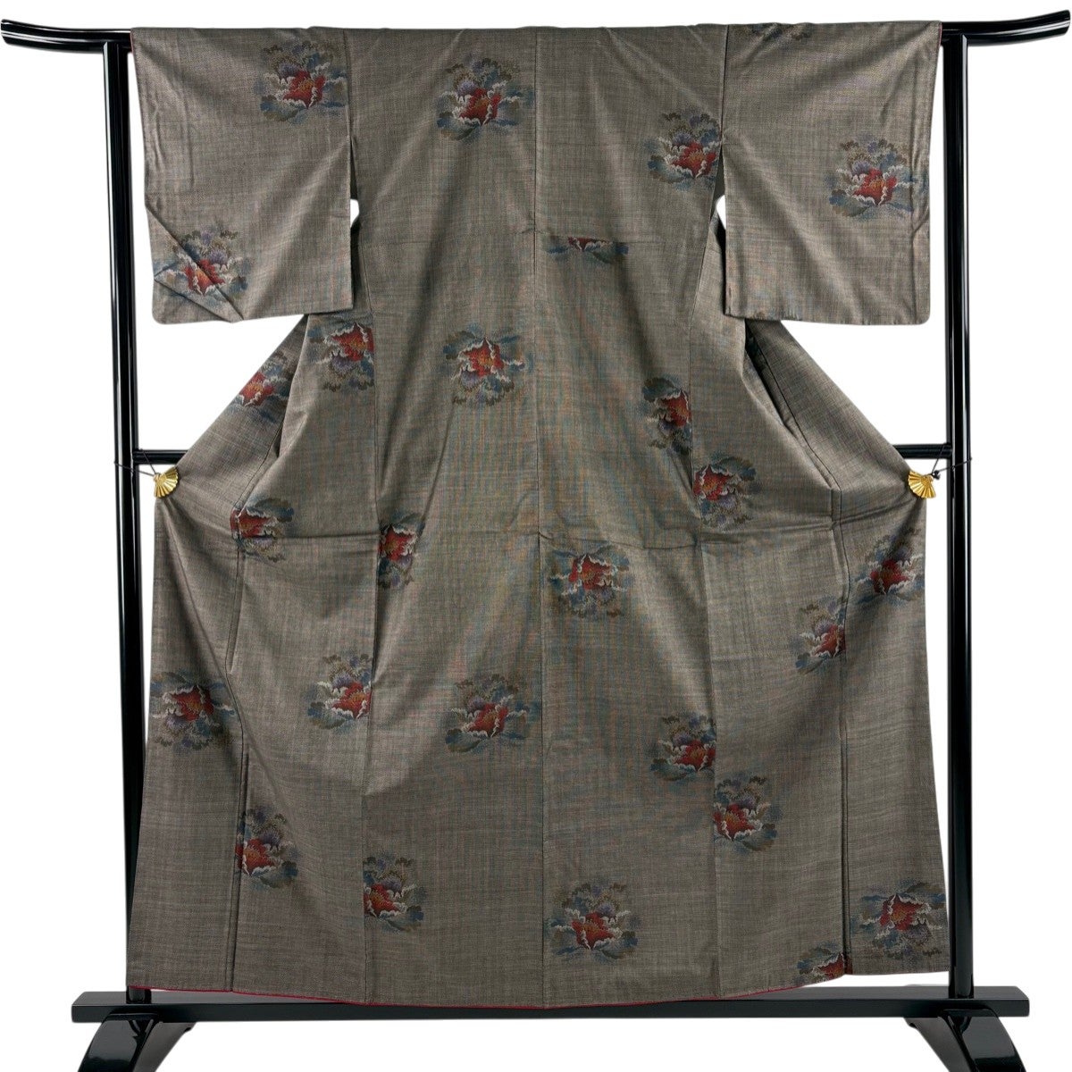 紬 身丈164.5cm 裄丈61.5cm S 袷 縞 焦茶色 正絹 秀品｜中古・古着