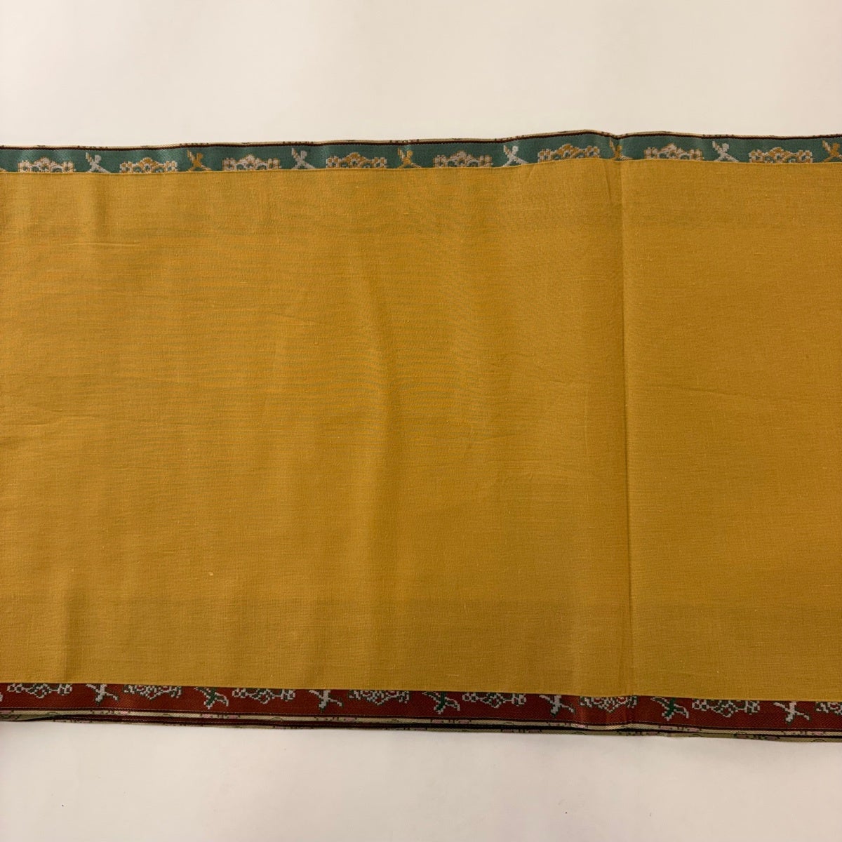 美品】 開き名古屋帯 秀品 縞 花鳥 金糸 緑 正絹｜中古・古着