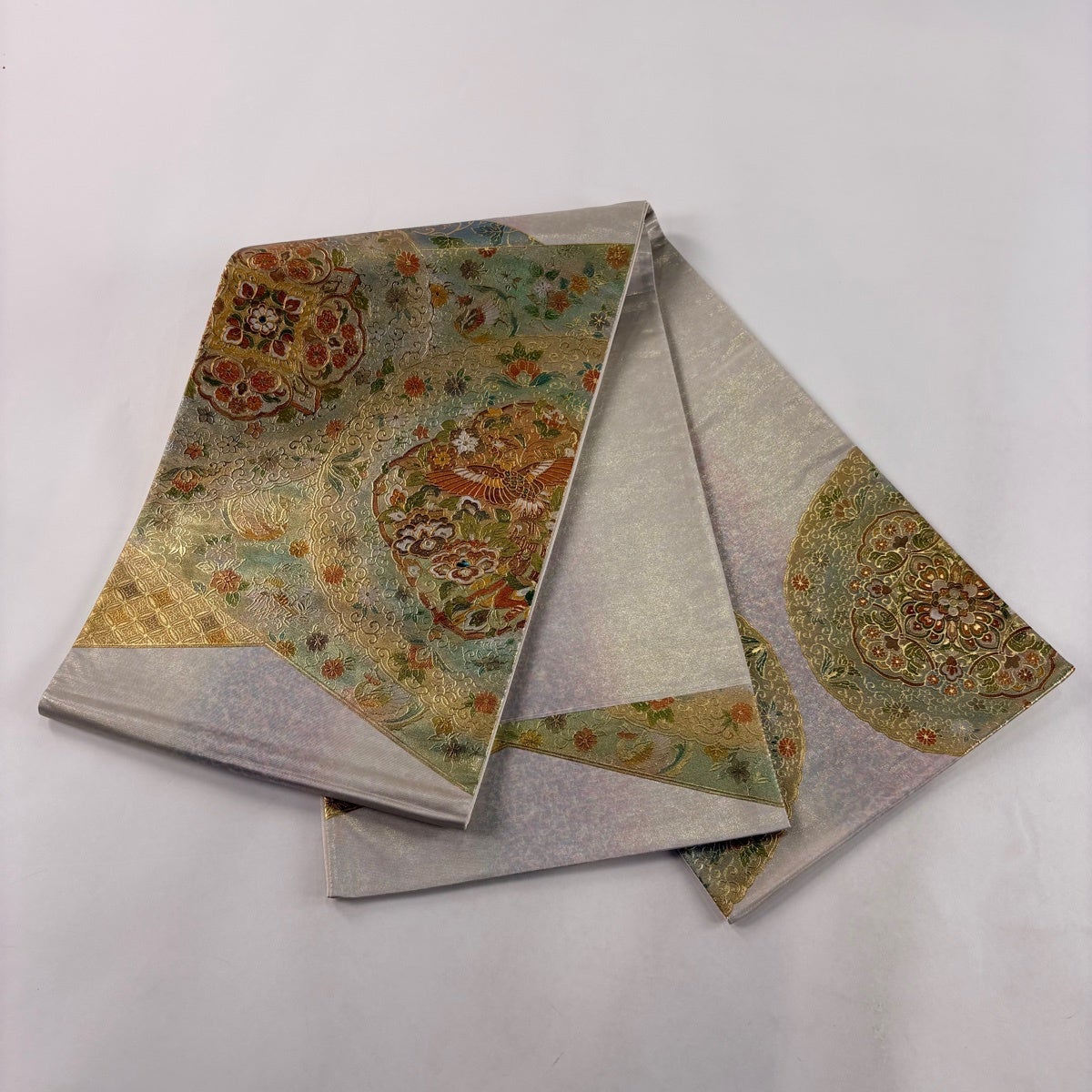 美品】 袋帯 秀品 華文 鳳凰 金彩 箔 金色 お太鼓柄 正絹｜中古・古着