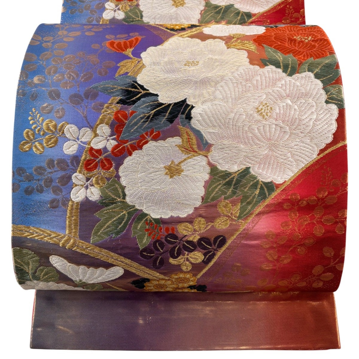 美品】 袋帯 秀品 桜 花びら 金銀糸 箔 金色 六通 正絹｜中古・古着