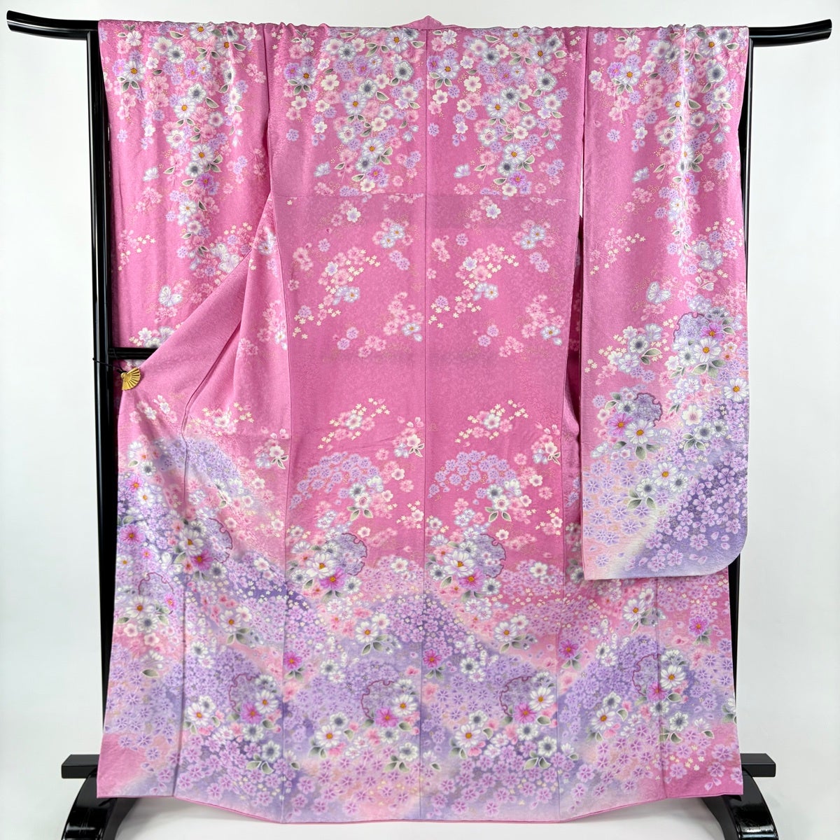 振袖 身丈168cm 裄丈69cm L 袷 桜 流水 金通し 金彩 赤 正絹 名品