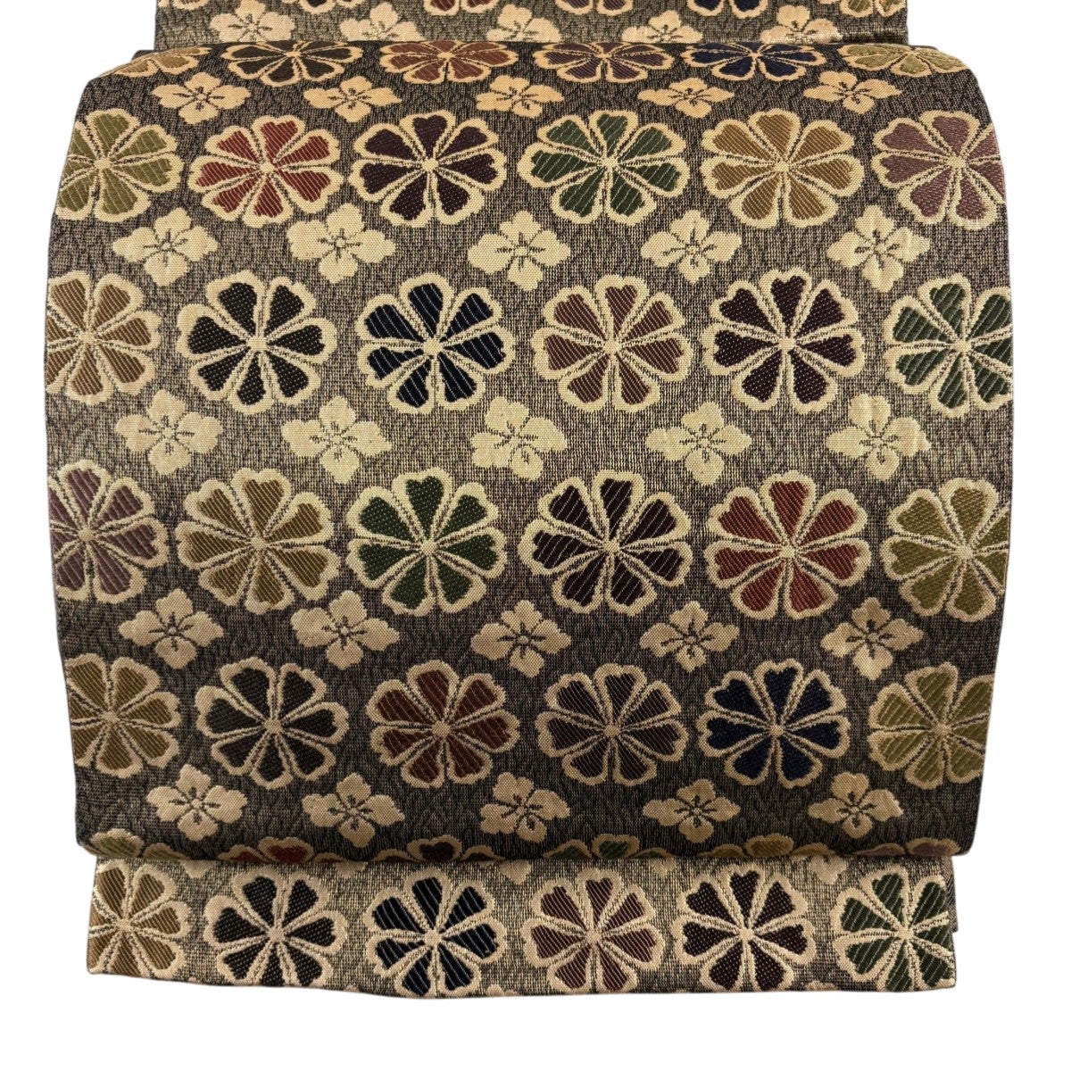 美品】 袋帯 秀品 桐竹鳳凰 花唐草 金糸 箔 銀色 六通 正絹｜中古