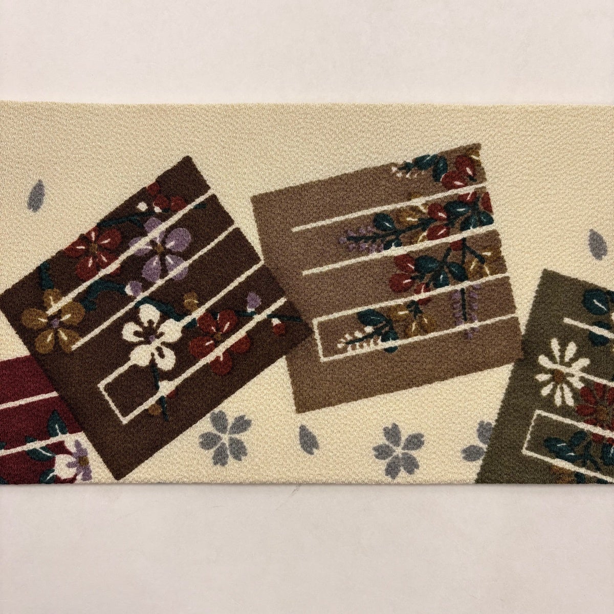 名古屋帯 秀品 源氏香 草花 縮緬 薄黄 正絹｜中古・古着・リサイクル