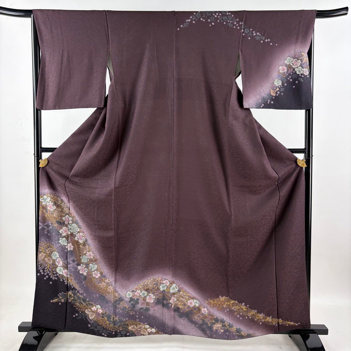 美品】 訪問着 身丈161.5cm 裄丈66.5cm M 袷 袋帯セット 辻が花柄 草花