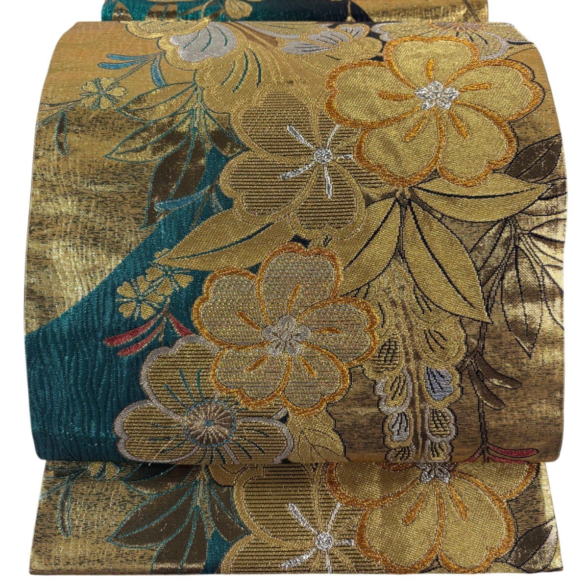 袋帯 秀品 桜 蝶 金糸 箔 黒 六通 正絹｜中古・古着・リサイクル着物