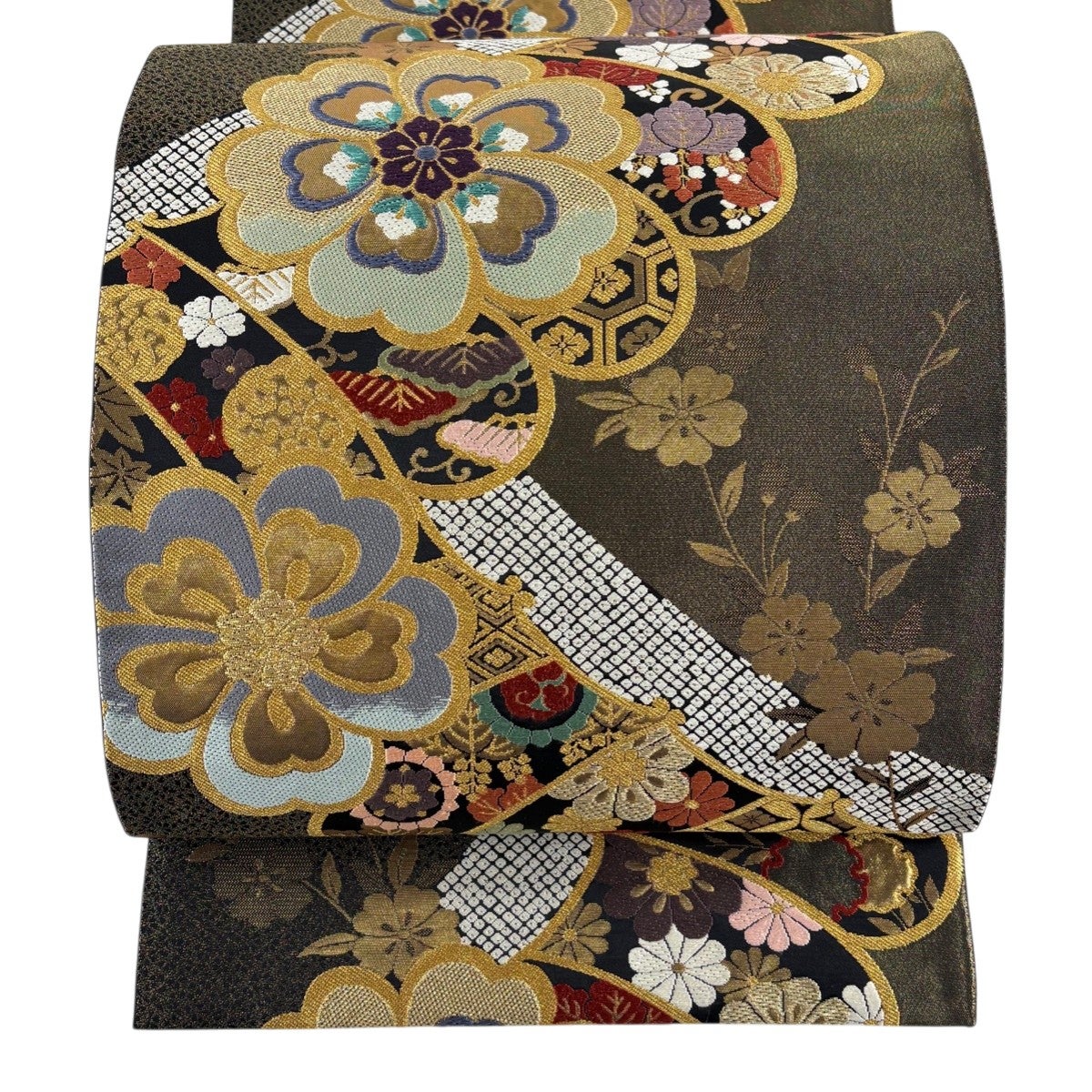 袋帯 秀品 七宝華文 金銀糸 唐織 黒 六通 正絹|中古・古着 袋帯 秀品 七宝華文 金銀糸 唐織 黒 六通 正絹|中古・古着