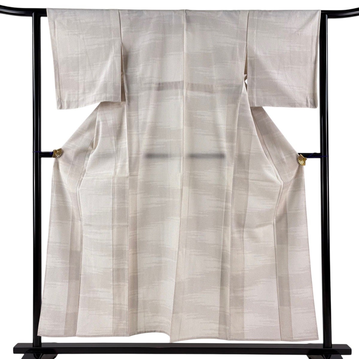 美品】 お召 身丈163cm 裄丈68cm L 単衣 華文 鏡裏文 墨色 正絹 逸品