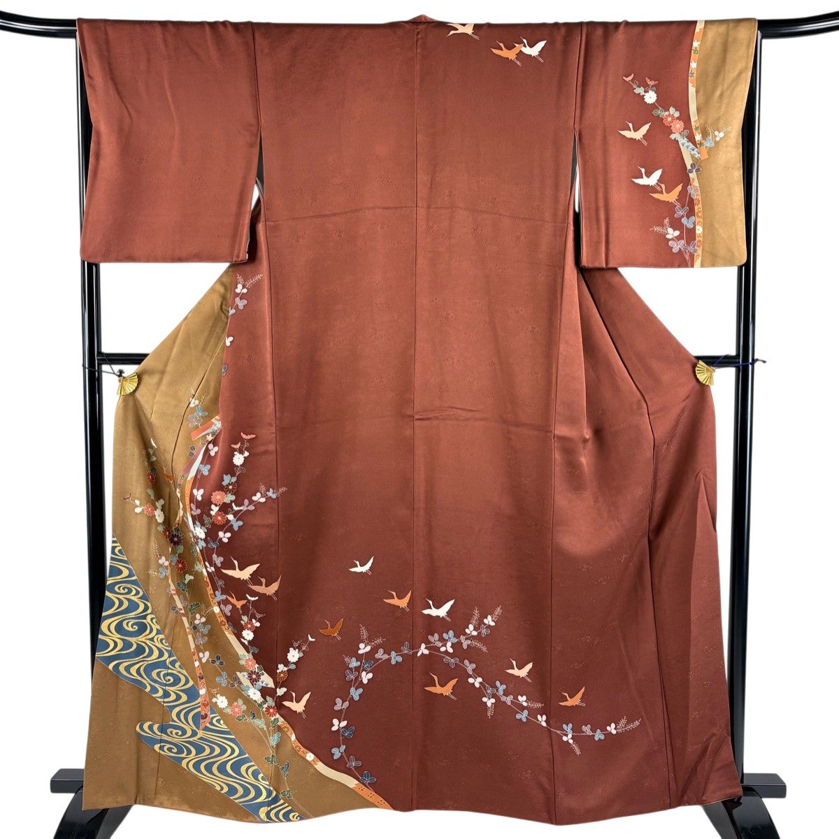 訪問着 美品 逸品 身丈164.5cm 裄丈67cm 正絹 【中古】 訪問着 身丈164.5cm 裄丈64cm M 袷 千總 落款あり 松竹梅 鶴 刺繍 金彩