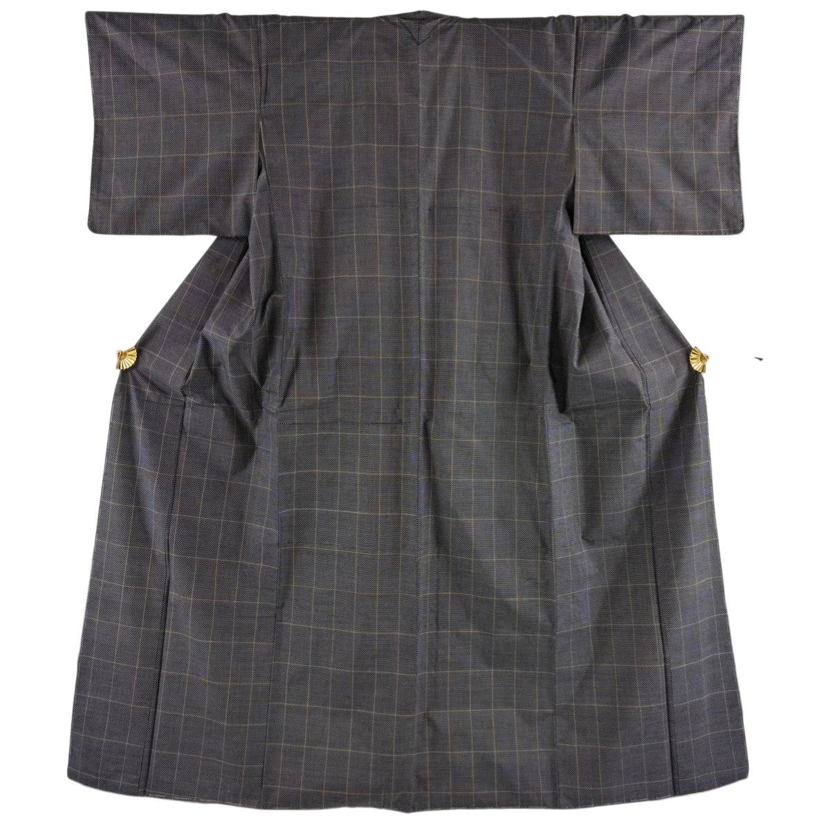 紬 身丈164cm 裄丈64cm M 正絹 美品 秀品 美品】 紬 身丈164cm 裄丈63.5cm S 袷 幾何学模様 藍色 正絹 秀品 一つ