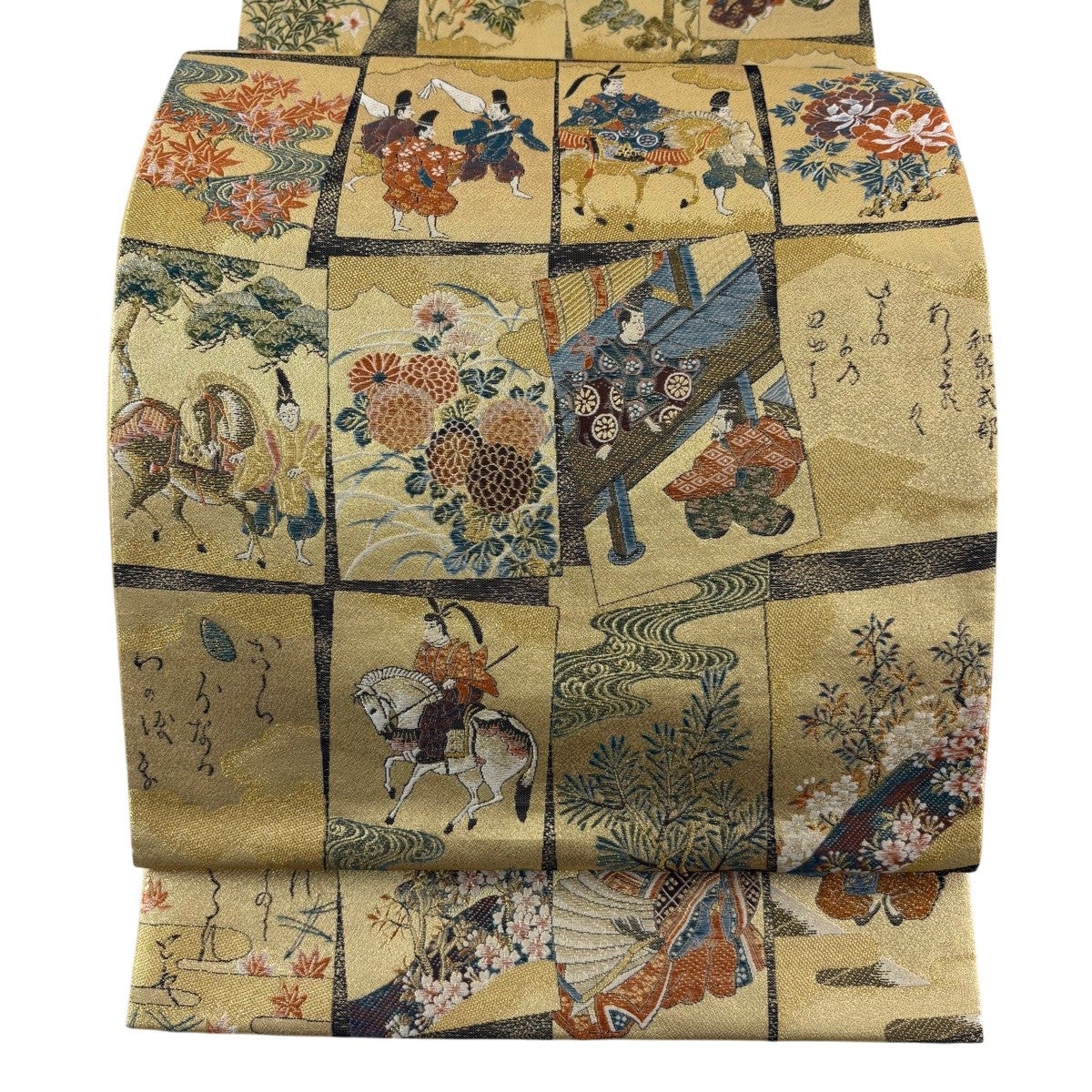 袋帯 秀品 向かい鳥 華文 箔 金糸 金色 六通 正絹｜中古・古着
