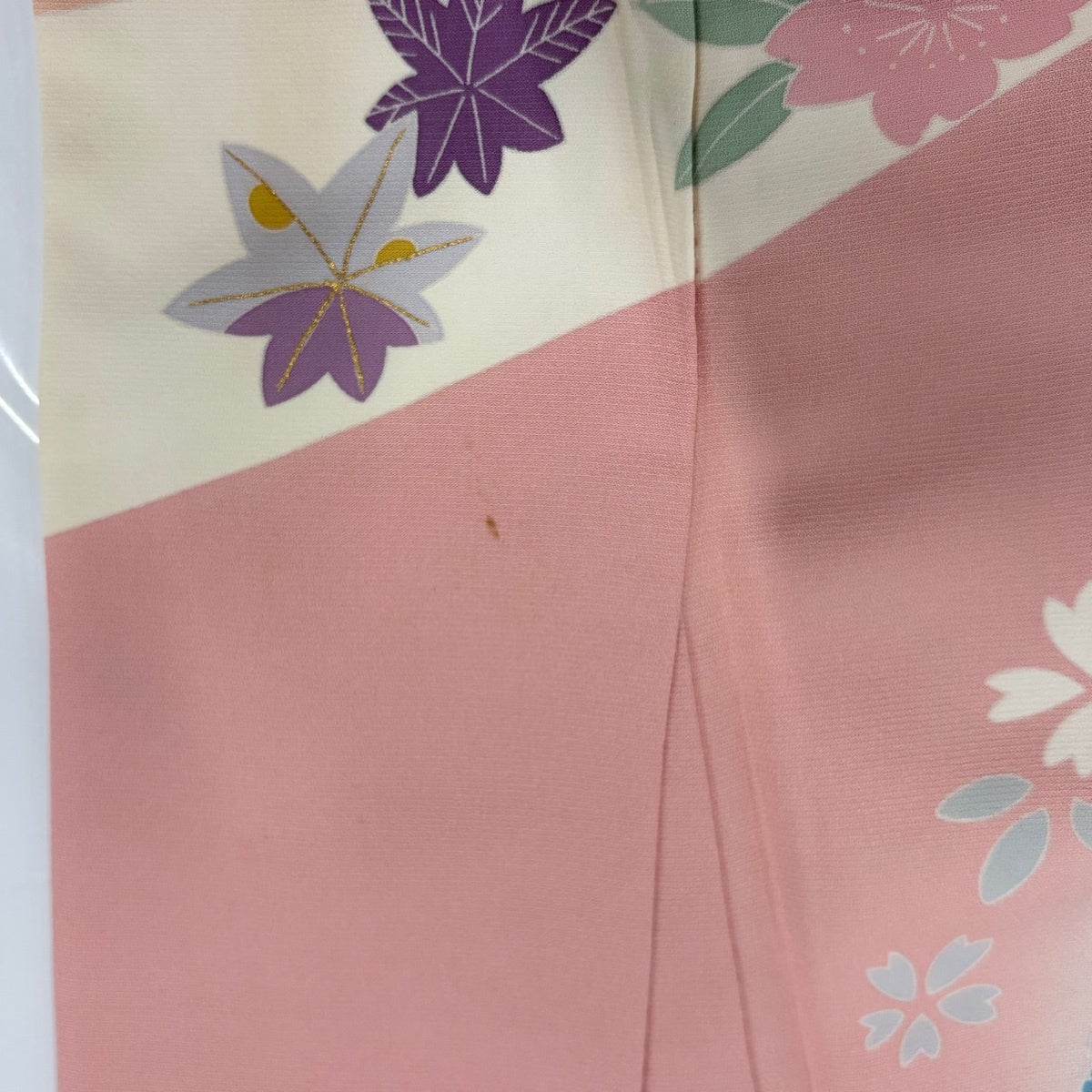 振袖 身丈164.5cm 裄丈69.5cm L 袷 菊 松竹梅 金糸 金彩 薄ピンク 正絹