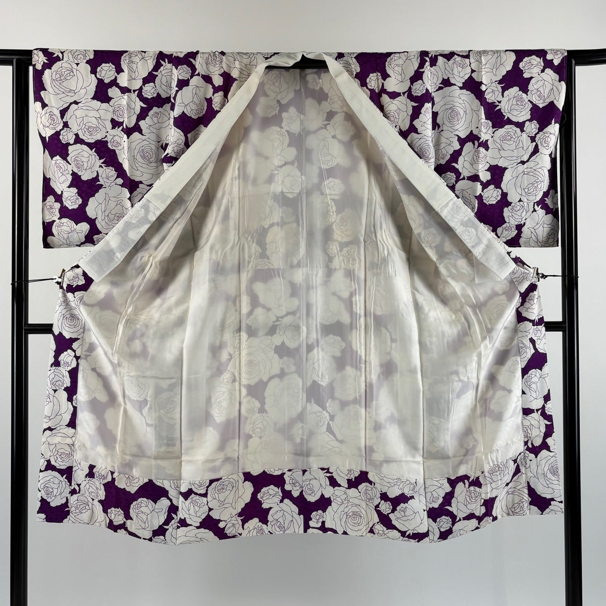 長襦袢 身丈117cm 裄丈64cm M 薔薇 紫 正絹 秀品｜中古・古着