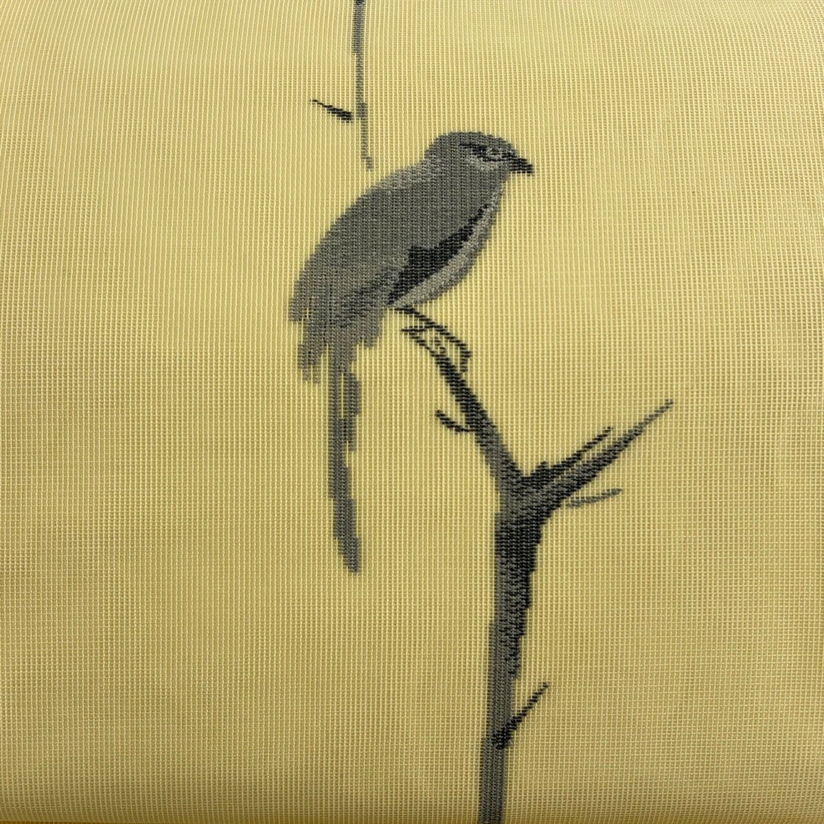 名古屋帯 秀品 夏帯 紗 鈴乃屋 鳥 樹木 黄色 正絹|中古・古着 名古屋帯 秀品 夏帯 紗 鈴乃屋 鳥 樹木 黄色 正絹|中古・古着