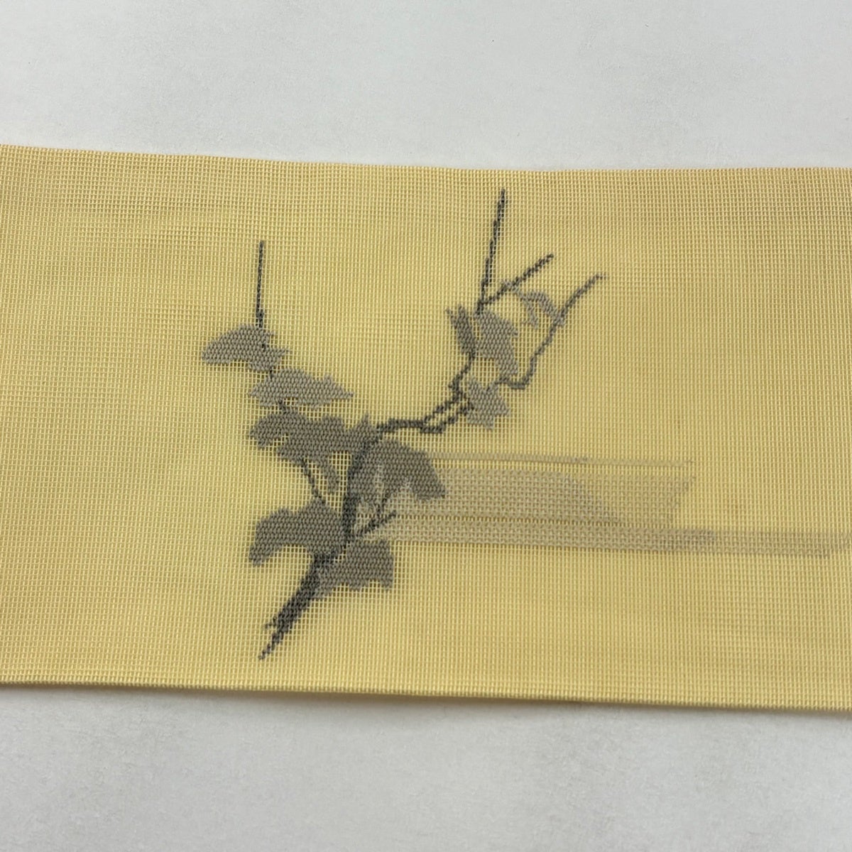 名古屋帯 秀品 夏帯 紗 鈴乃屋 鳥 樹木 黄色 正絹|中古・古着 名古屋帯 秀品 夏帯 紗 鈴乃屋 鳥 樹木 黄色 正絹|中古・古着