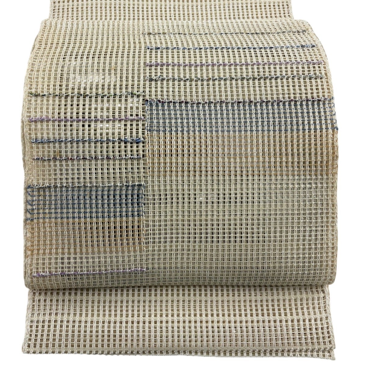 美品】 名古屋帯 秀品 八寸名古屋帯 松葉仕立て ヱ霞 金銀糸 ベージュ