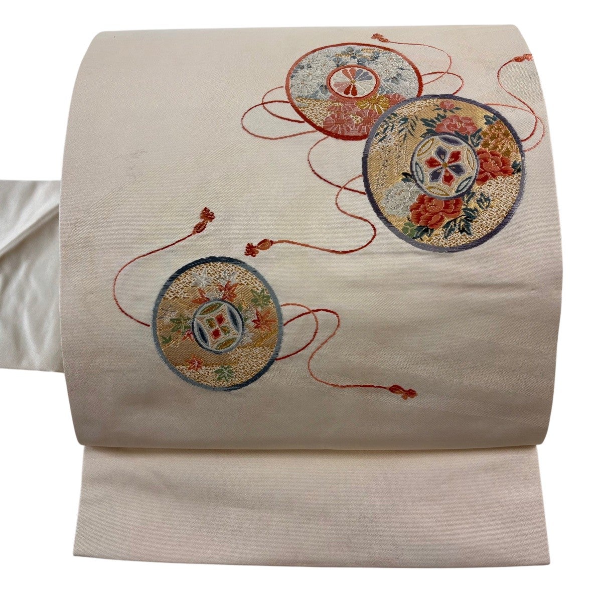 名古屋帯 優品 万寿菊 桔梗 箔 銀糸 金色 正絹｜中古・古着