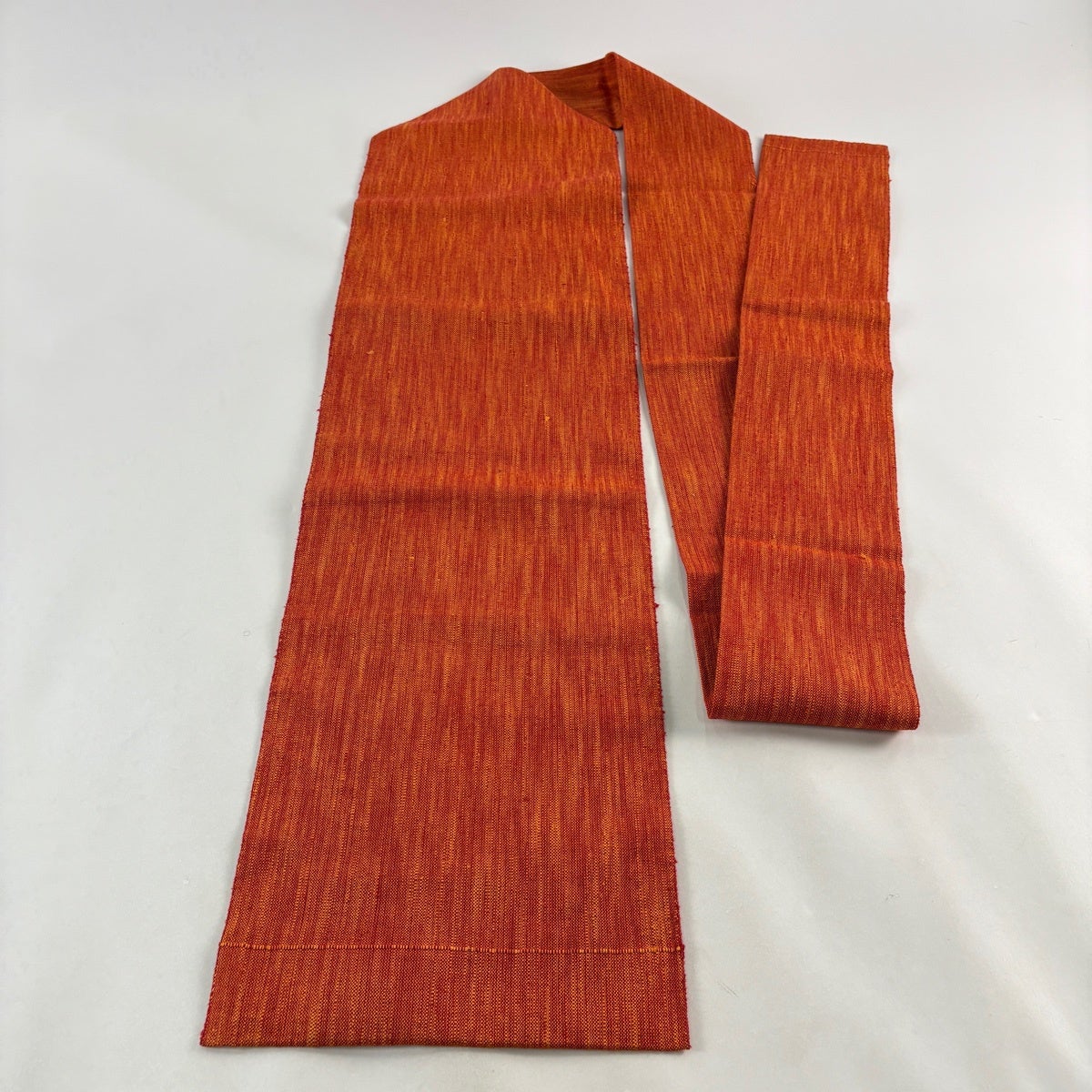 美品】 名古屋帯 優品 八寸名古屋帯 紬地 オレンジ 正絹｜中古・古着