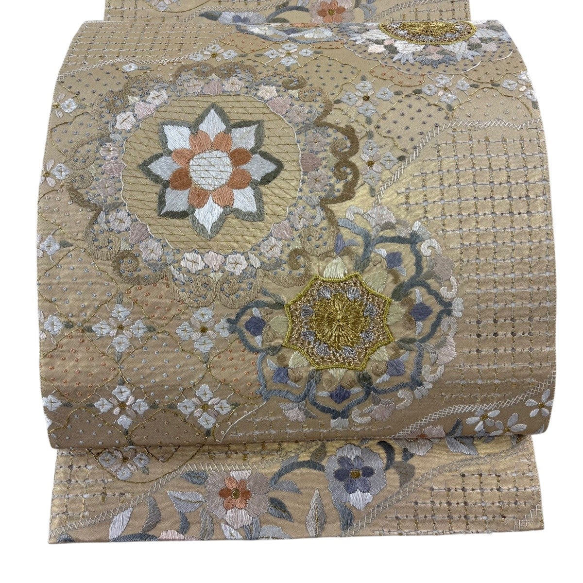 袋帯 逸品 華文 花鳥 金銀糸 刺繍 金色 六通 正絹｜中古・古着