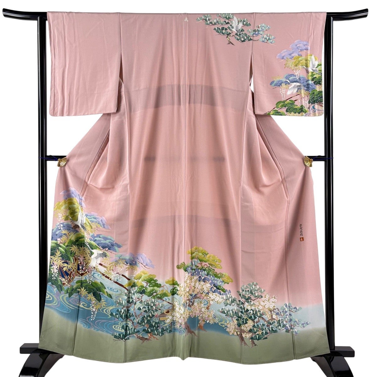訪問着 美品 逸品 身丈162cm 裄丈64cm 正絹 【中古】 30%OFF 訪問着 身丈162cm 裄丈63cm S 袷 落款あり 鶴 花車 ぼかし