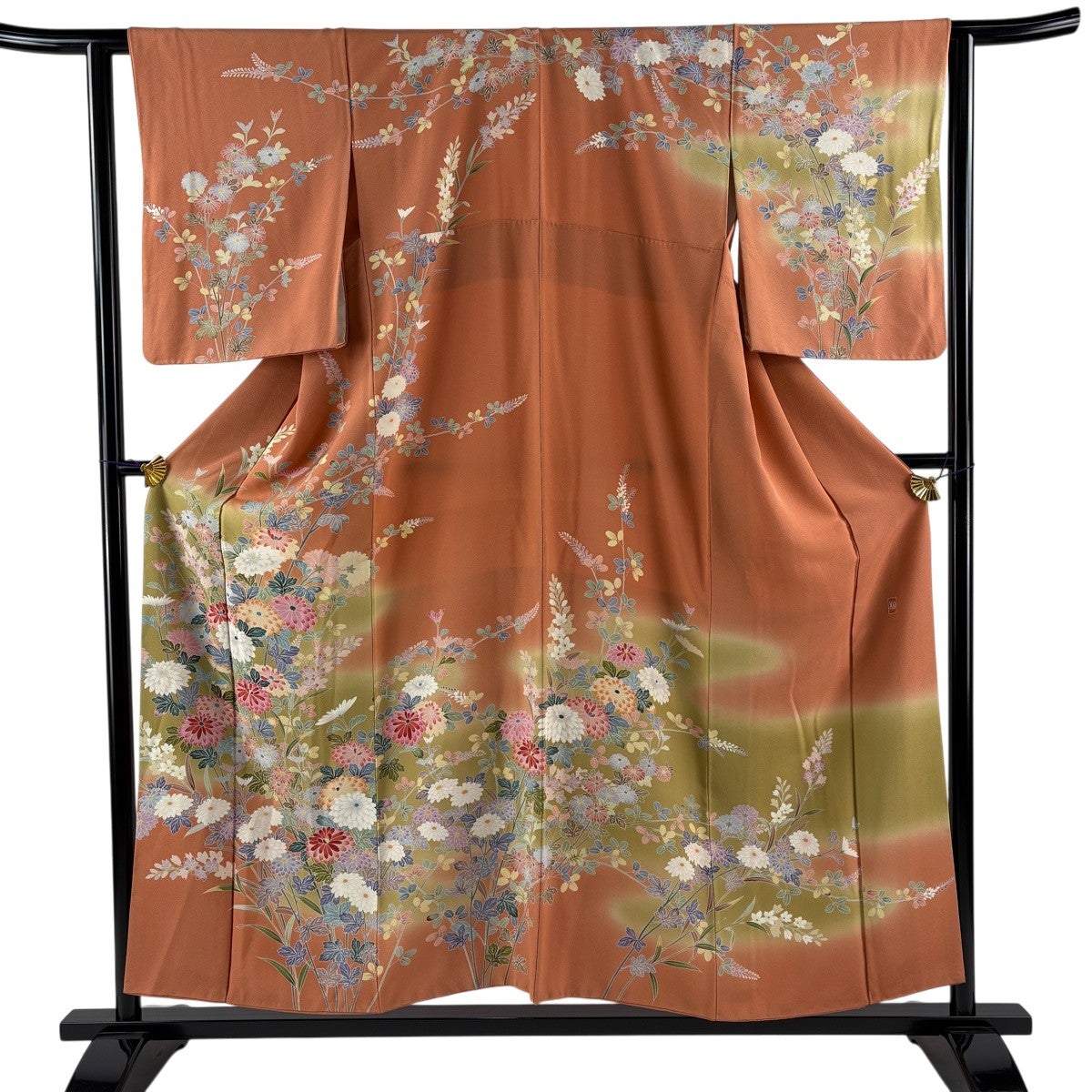 美品】 訪問着 身丈155cm 裄丈62.5cm S 袷 落款あり 秋草 霞 ぼかし