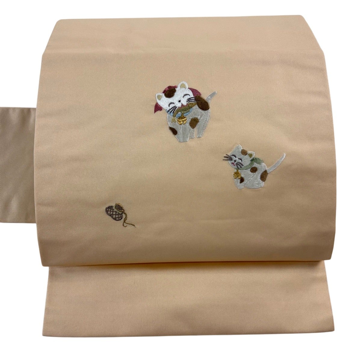 開き名古屋帯 優品 草花 銀糸 箔 薄ピンク 正絹｜中古・古着