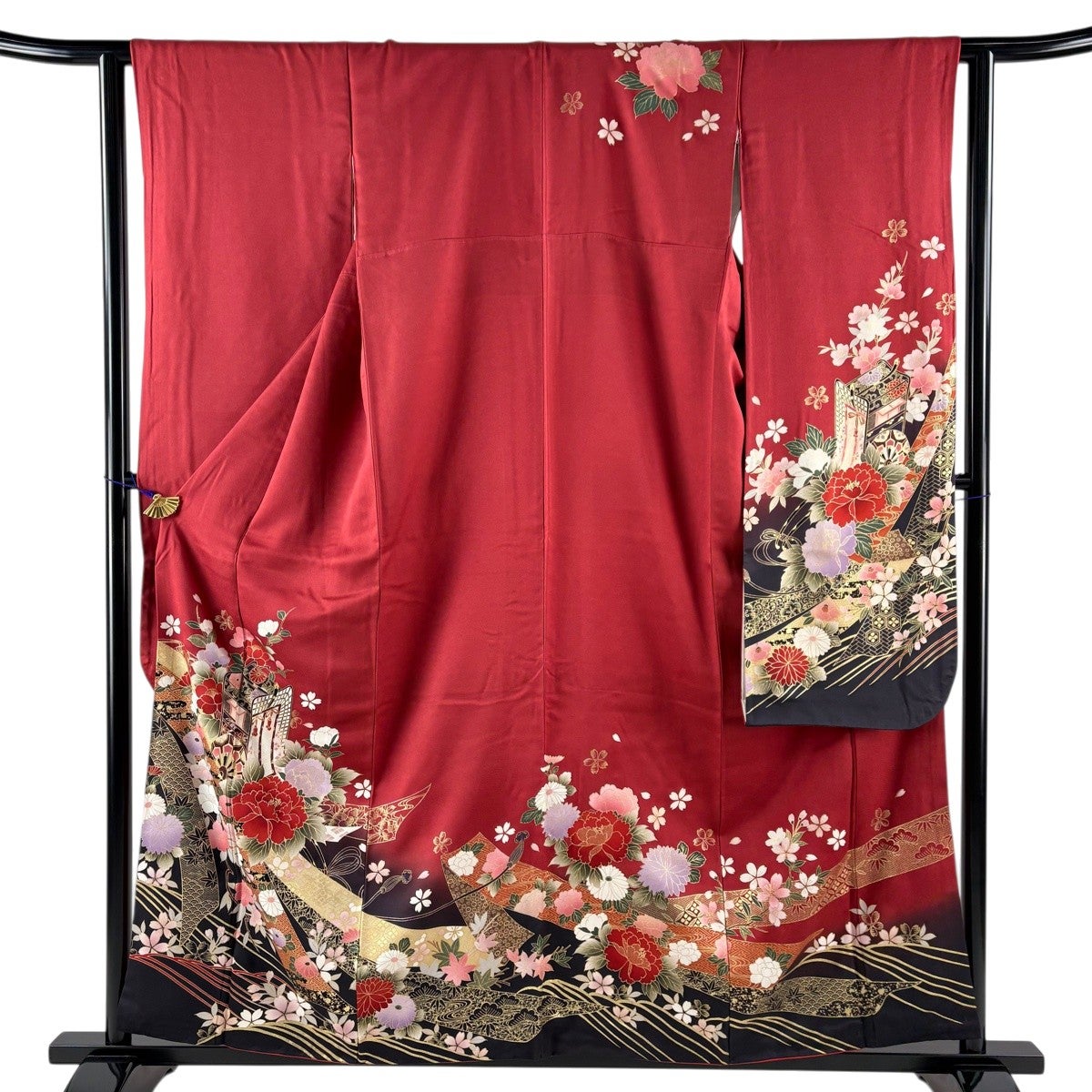 【美品】 振袖 身丈165cm 裄丈68.5cm 正絹 名品 【中古】 振袖 身丈165.5cm 裄丈69cm L 袷 徳永憲峯 落款あり 手鞠 辻が花 銀