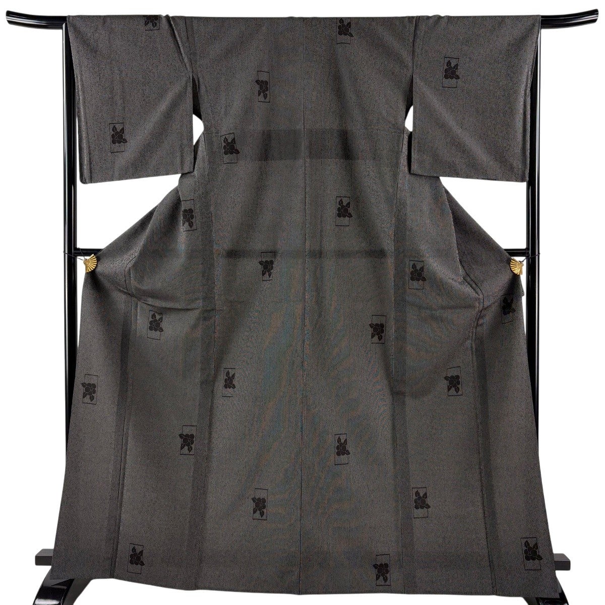 美品】塩沢紬 身丈168cm 裄丈65.5cm M 単衣 塩沢物語 証紙あり 椿 縞