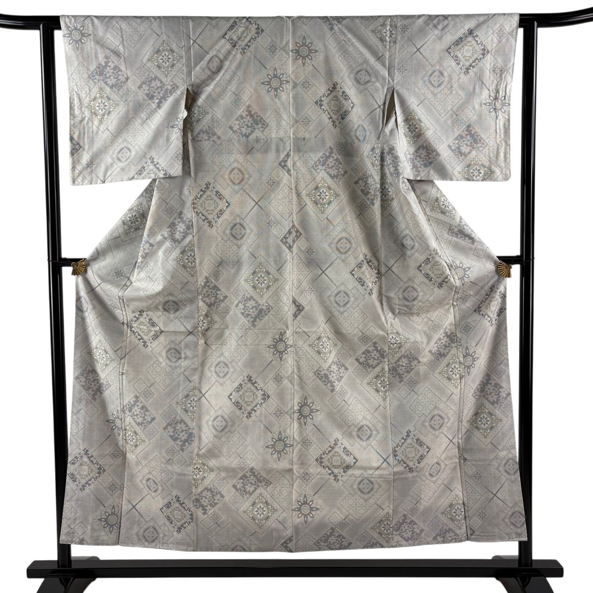 美品】 大島紬 身丈155.5cm 裄丈61cm S 袷 白大島紬 桑原啓之介 落款