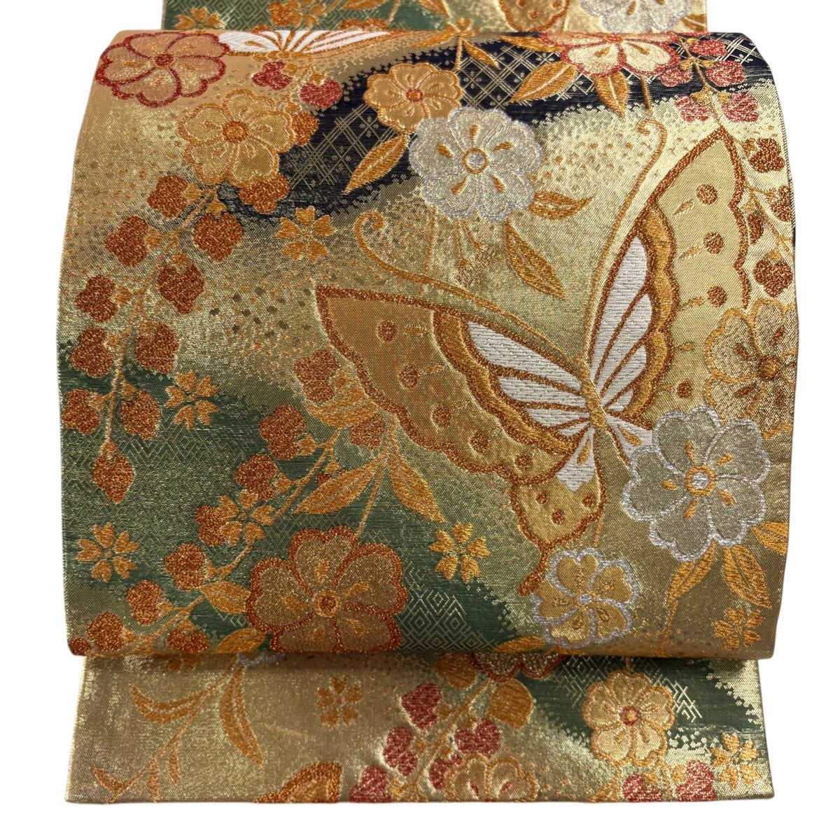 美品】 袋帯 秀品 竹生島匠明文 金糸 箔 金色 六通 正絹｜中古・古着