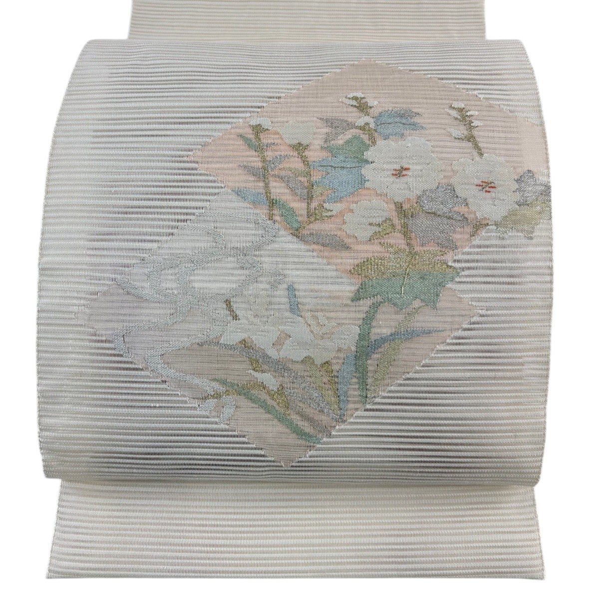 名古屋帯 優品 夏帯 絽 菖蒲 金銀糸 オレンジ 正絹｜中古・古着